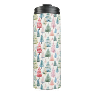 Colourful Pastel Christmas Pine Trees Pattern Thermal Tumbler