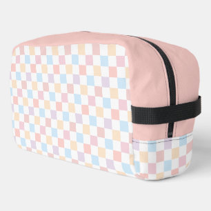 Colourful Pastel Colours Cute Chequered Pattern Dopp Kit