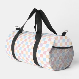 Colourful Pastel Colours Cute Chequered Pattern Duffle Bag