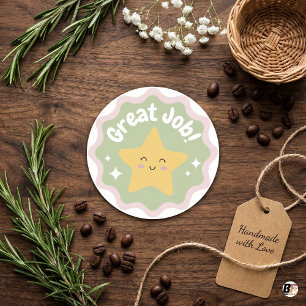 Colourful Pastel Cute Great Job For Kids Classic Round Sticker