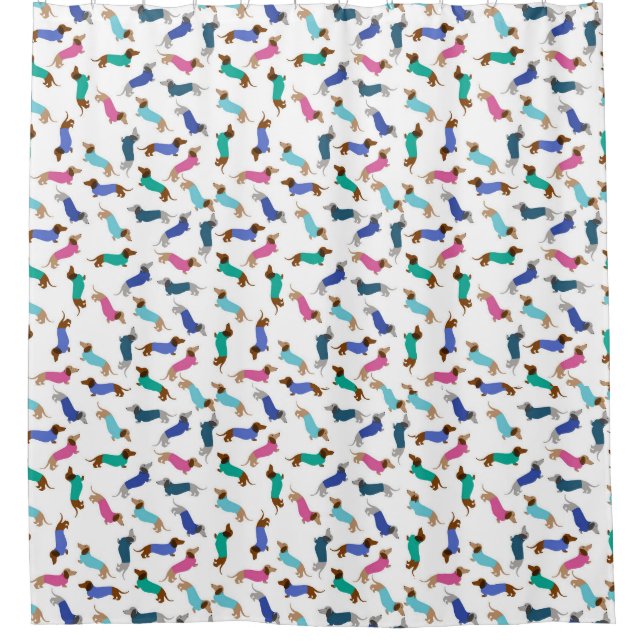 Colourful Pastel Dachshund Shower Curtain (Front)