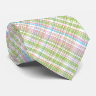 Colourful Pastel Diagonal Tartan Plaid Pattern Tie