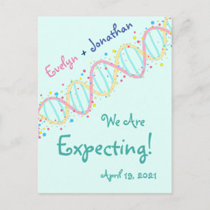 Colourful Pastel DNA We Are Expecting a Baby Postcard