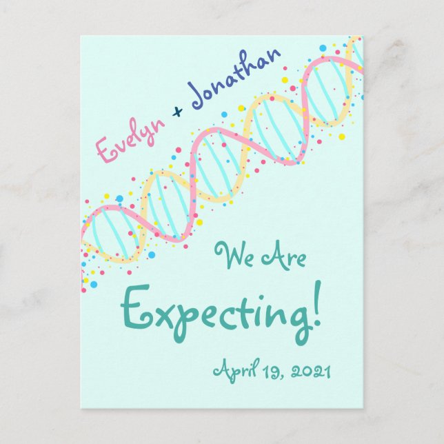 Colourful Pastel DNA We Are Expecting a Baby Postcard (Front)