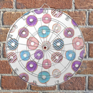 Colourful pastel doughnut pink and blue illustrati dartboard