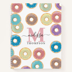 Colourful Pastel Doughnuts & Sprinkles Monogram Re Notebook