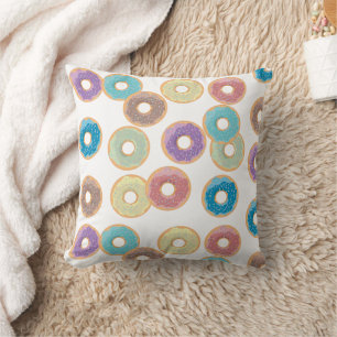 Colourful Pastel Doughnuts & Sprinkles Pattern Cushion