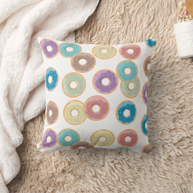 Colourful Pastel Doughnuts & Sprinkles Pattern Cushion (Blanket)