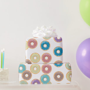 Colourful Pastel Doughnuts & Sprinkles Pattern Wrapping Paper