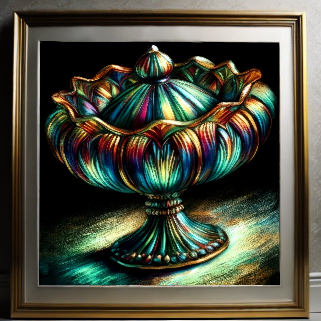 Colourful Pastel Drawing Antique Art Glass Compote Poster (Creator Uploaded)