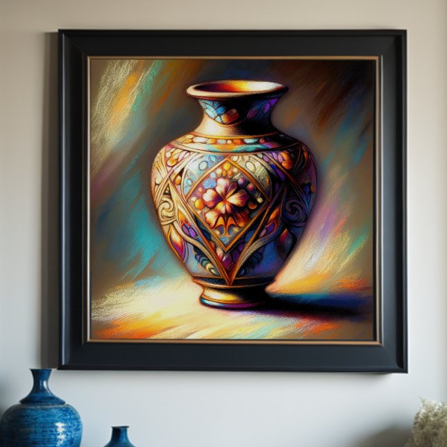 Colourful Pastel Drawing Antique Art Glass Vase Poster (Creator Uploaded)