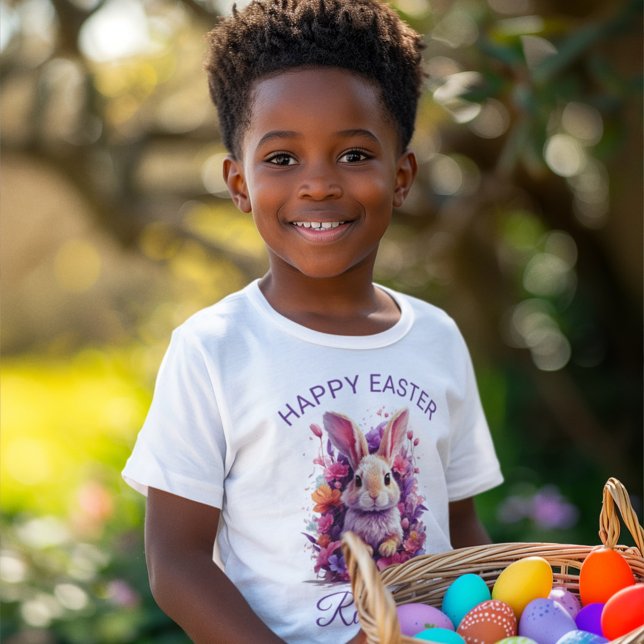 Colourful Pastel Easter Bunny & Flowers Custom Nam T-Shirt (Creator Uploaded)