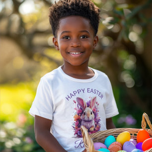 Colourful Pastel Easter Bunny & Watercolor Florals T-Shirt