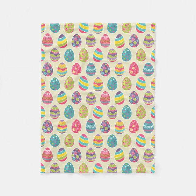 Colourful Pastel Easter Eggs Cute Pattern Fleece Blanket (Front)