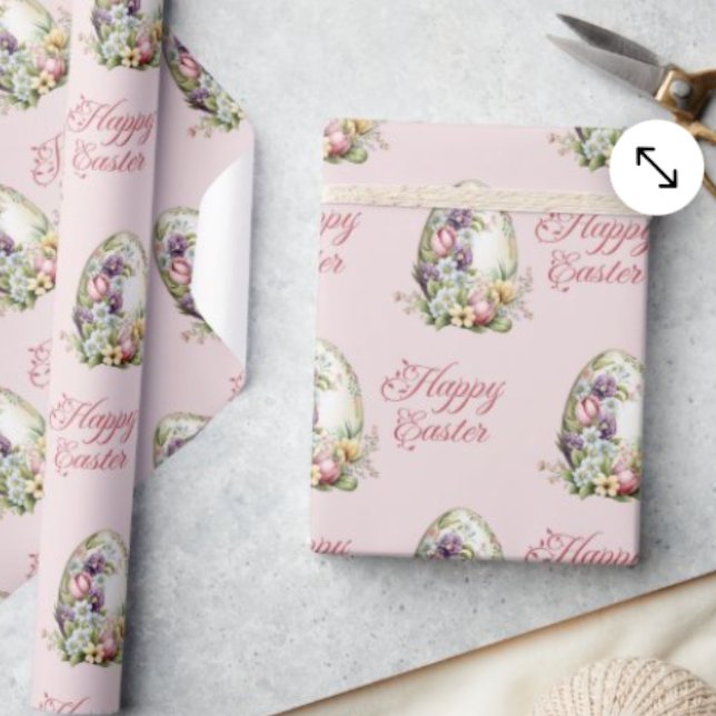 Colourful Pastel Easter Eggs Floral Pattern Pink Wrapping Paper (Creator Uploaded)