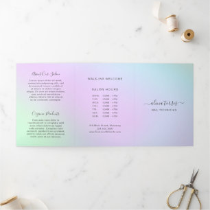 Colourful Pastel Feminine Pretty Salon Holographic Tri-Fold Card