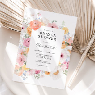 Colourful Pastel Floral Bridal Shower Invitation