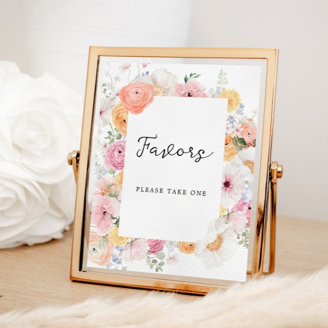 Colourful Pastel Floral Favours Sign (Creator Uploaded)