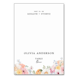 Colourful Pastel Floral Guest Name Table Number