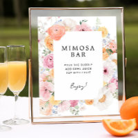Colourful Pastel Floral Mimosa Bar Sign