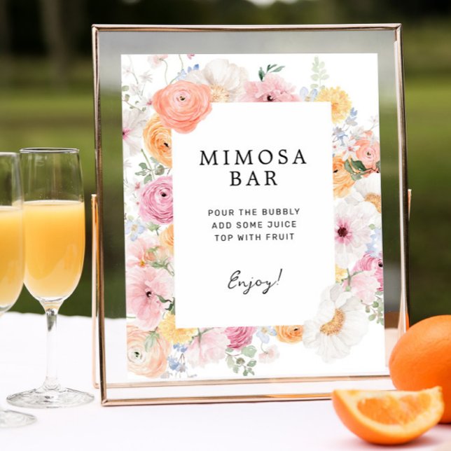 Colourful Pastel Floral Mimosa Bar Sign (Creator Uploaded)