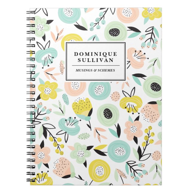 Colourful Pastel Floral Pattern Custom Notebook II (Front)
