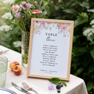Colourful Pastel Floral Wedding Seating Chart Card