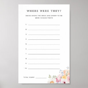 Colourful Pastel Floral Where Were They Game Poster