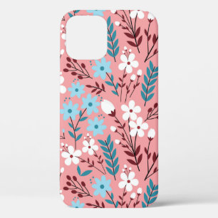 Colourful pastel Flower Seamless Pattern with pink iPhone 12 Case