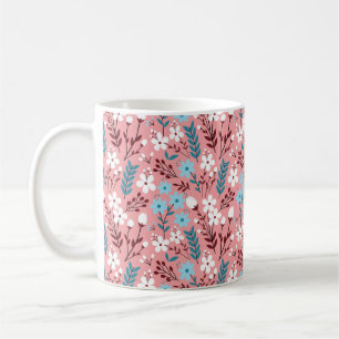 Colourful pastel Flower Seamless Pattern with pink Coffee Mug
