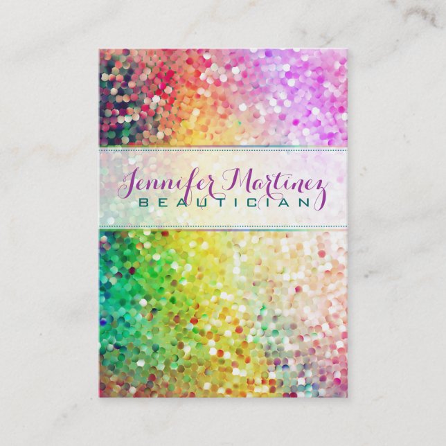 Colourful Pastel Glitter Beautician 2 Business Car Business Card (Front)