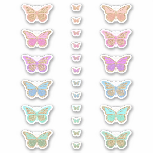 Colourful Pastel Glitter Butterflies (Front)