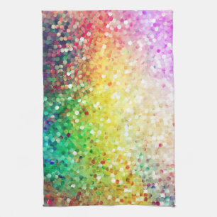Colourful Pastel Gradient Glitter Pattern Tea Towel