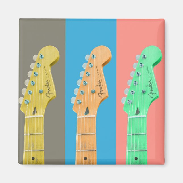 Colourful pastel guitar girl music magnet (Front)