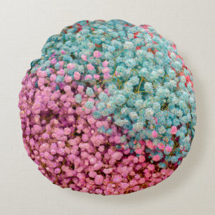 Colourful Pastel Gypsophila Baby Breath Flowers Pa Round Cushion