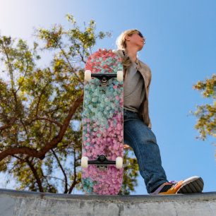 Colourful Pastel Gypsophila Baby Breath Flowers Pa Skateboard
