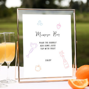 Colourful Pastel Hand Drawn Mimosa Bar Poster