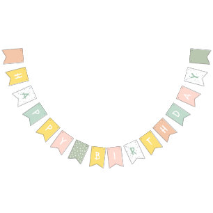 Colourful Pastel Happy Birthday  Bunting