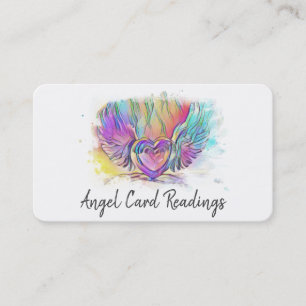 *~* Colourful Pastel Heart Angel Wings AP78  QR Business Card