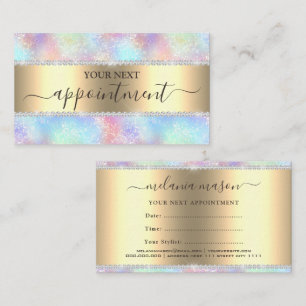 Colourful Pastel Holographic Glitter Diamonds  Appointment Card