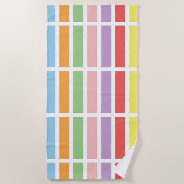 Colourful Pastel Hues Beach Towel (Front)