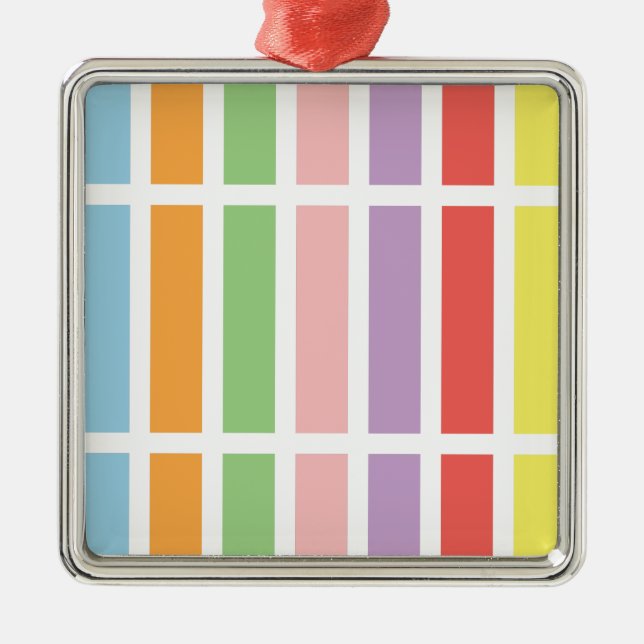 Colourful Pastel Hues Metal Ornament (Front)