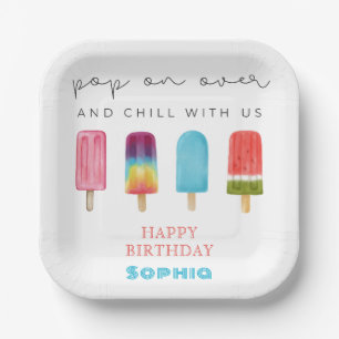 Colourful Pastel Ice Cream Birthday Paper Plate