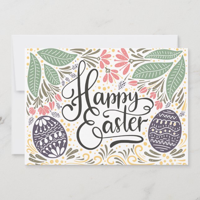 Colourful Pastel Illustrated Easter Photo Card (Front)