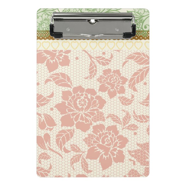 Colourful pastel lace pattern for designers Pink Mini Clipboard (Front)