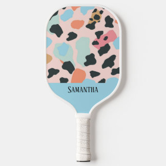 Colourful Pastel Leopard Print Seamless Pattern Pickleball Paddle