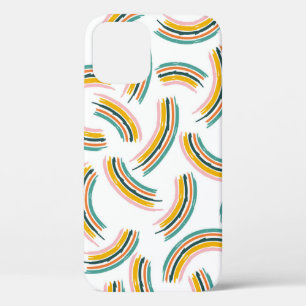 Colourful pastel lines and shapes. Rainbow shapes, iPhone 12 Case