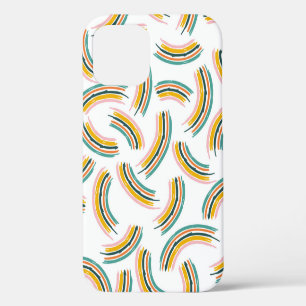 Colourful pastel lines and shapes. Rainbow shapes, iPhone 12 Case