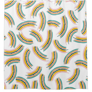Colourful pastel lines and shapes. Rainbow shapes, Shower Curtain