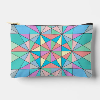Colourful Pastel Mosaic Triangle Star Pattern Accessory Pouch